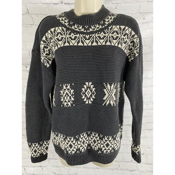 VTG Le Moda Knitwear Gray White Waffle Knit Pullover Sweater S - Picture 1 of 8